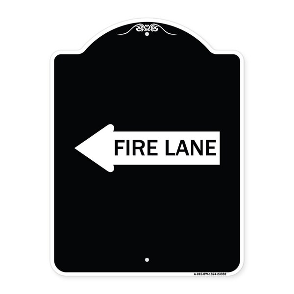 Signmission Fire Lane Left Arrow Heavy-Gauge Aluminum Architectural Sign, 24" x 18", BW-1824-23982 A-DES-BW-1824-23982 - main